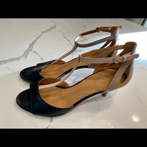 Nine West, size 9M, Black and Beige 2” Heels.